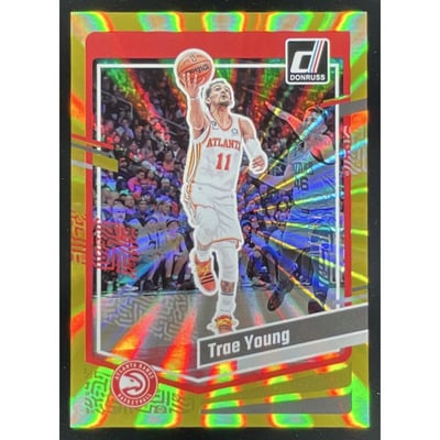 2023-24 Panini Donruss Gold Laser Holo #15 Trae Young /10