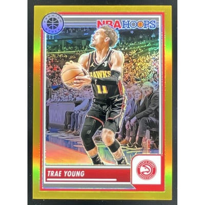 2023-24 Panini Hoops Premium Stock Gold Prizm #82 Trae Young /10