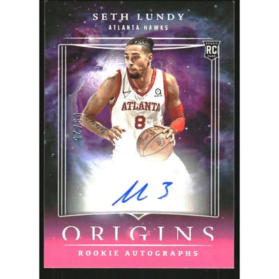 2023-24 Panini Origins Rookie Autographs Pink #20 Seth Lundy