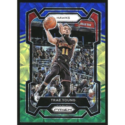 2023-24 Panini Prizm Prizms Choice Blue Yellow and Green #3 Trae Young