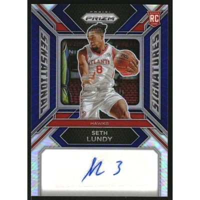2023-24 Panini Prizm Sensational Signatures Prizms Blue #70 Seth Lundy