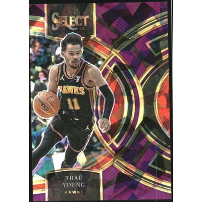 2023-24 Select Prizms Purple Cracked Ice #158 Trae Young