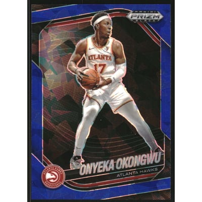 2024-25 Panini Prizm Black Prizms Blue Ice #140 Onyeka Okongwu