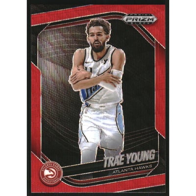2024-25 Panini Prizm Black Prizms Ruby Wave #141 Trae Young