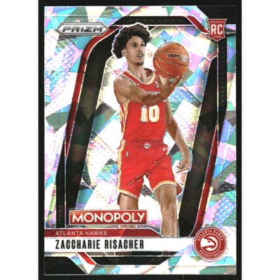 2024-25 Panini Prizm Monopoly White Cracked Ice #27 Zaccharie Risacher