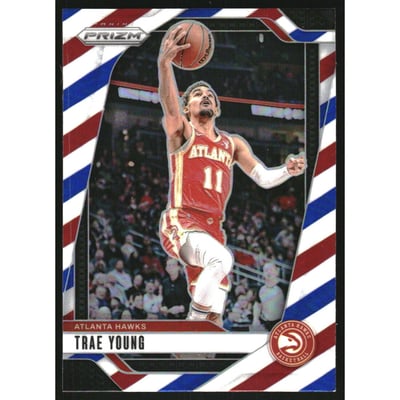 2024-25 Panini Prizm Prizms Red White and Blue #84 Trae Young