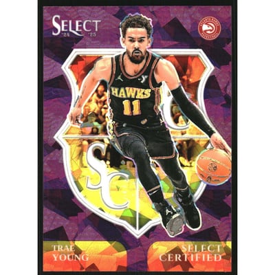 2024-25 Select Select Certified Purple Cracked Ice Prizms #8 Trae Young