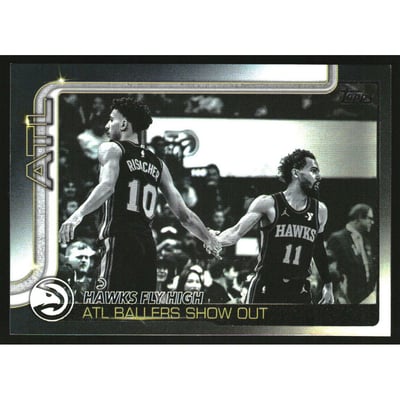 2025-26 Topps Blackout #282 Hawks Fly High/Zaccharie Risacher/Trae Young