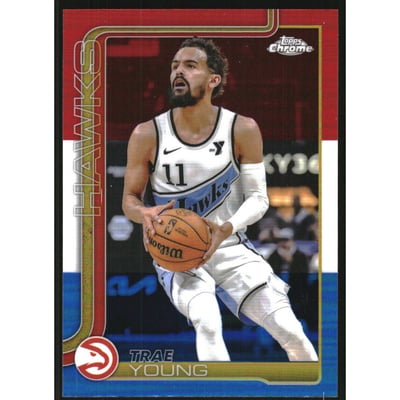 2025-26 Topps Chrome Red White and Blue Refractors #5 Trae Young