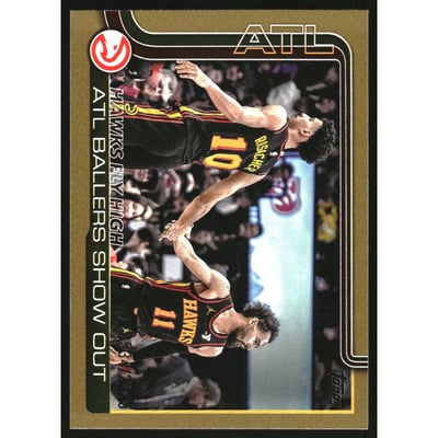 2025-26 Topps Gold #282 Hawks Fly High/Zaccharie Risacher/Trae Young