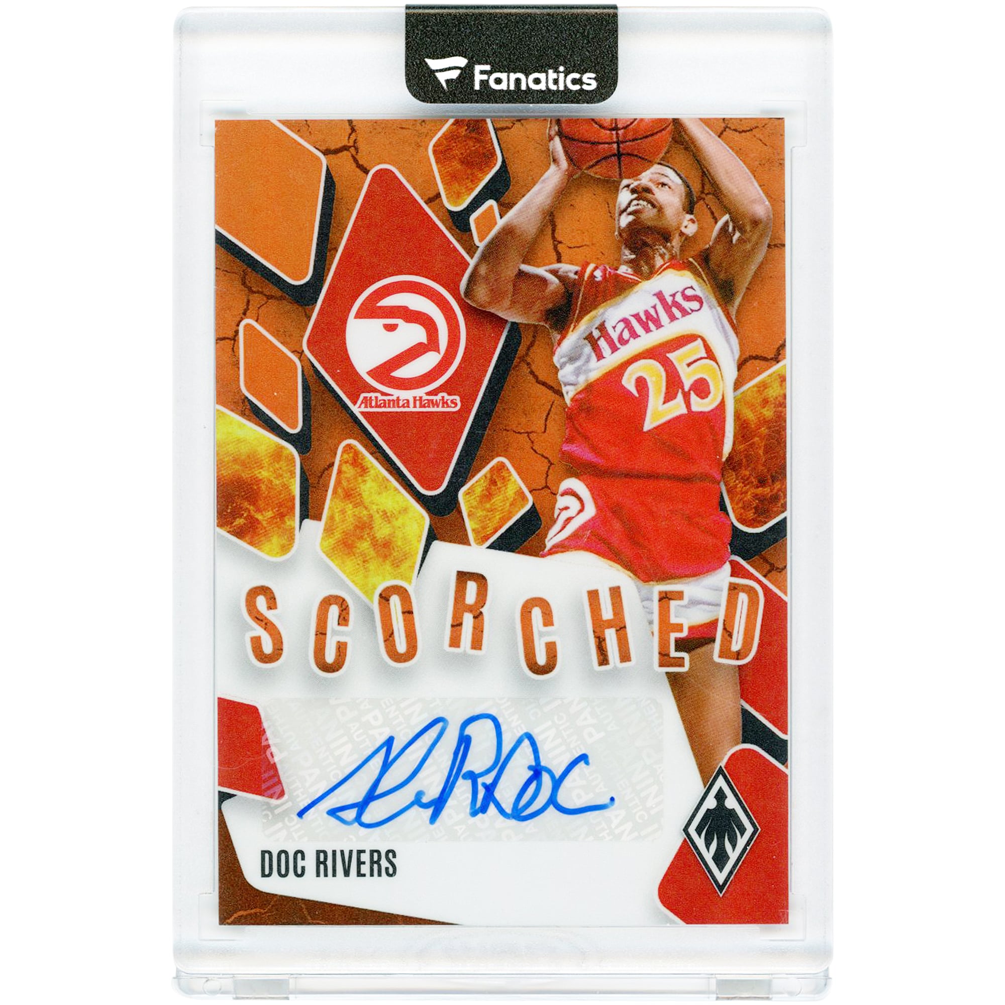 Carte autographiée Doc Rivers des Atlanta Hawks 2023-24 Panini Phoenix Orange Scorched #SCS-DOC #26/49