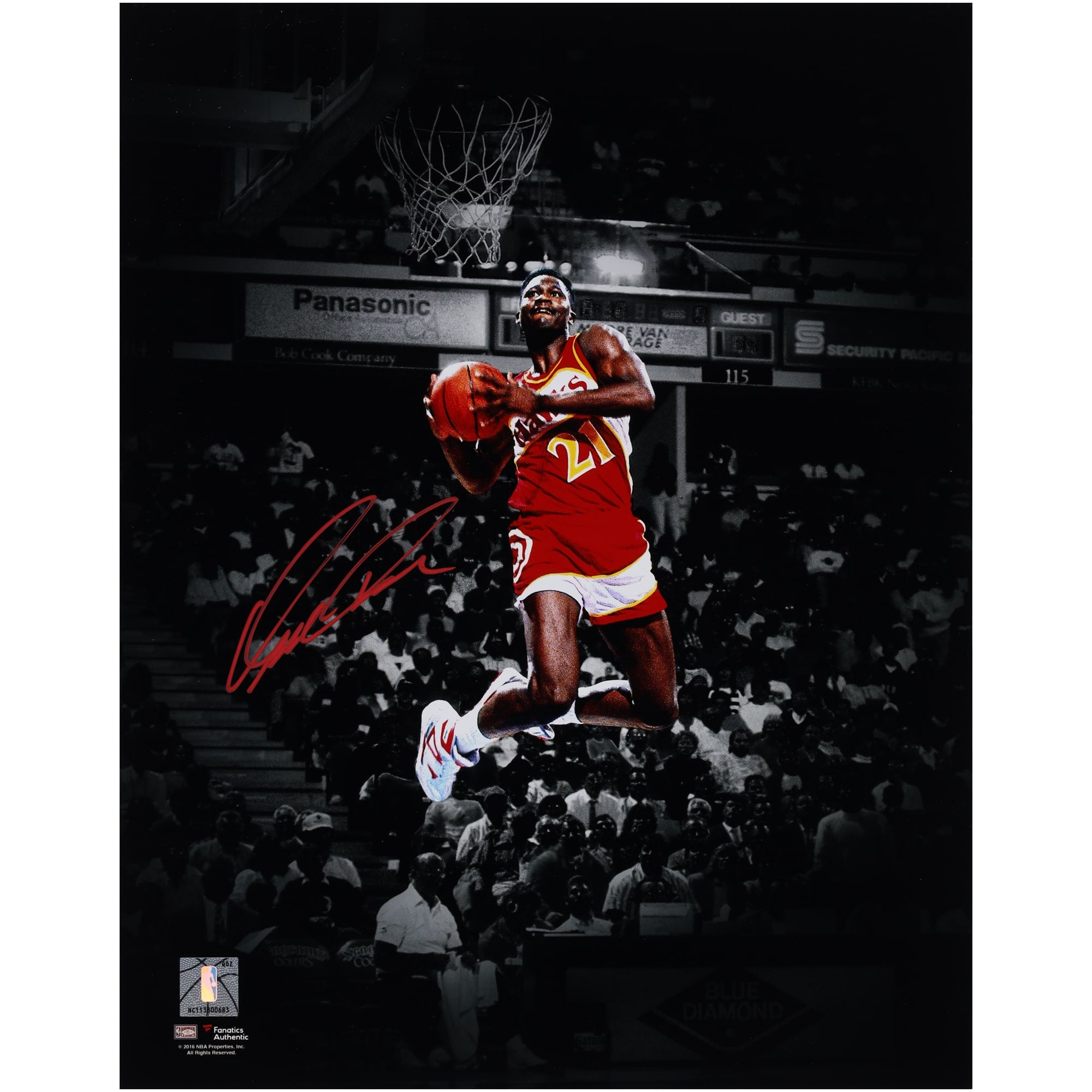 Dominique Wilkins Atlanta Hawks Autographed 11" x 14" Reverse Dunk Spotlight Photograph