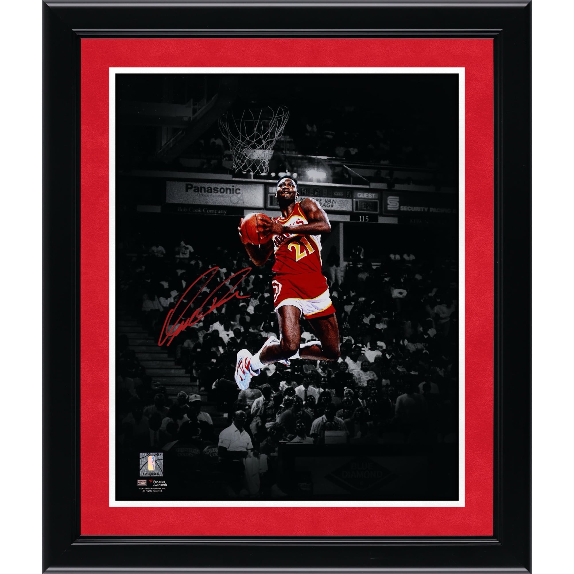 Dominique Wilkins Atlanta Hawks Autographed 11" x 14" Reverse Dunk Spotlight Photograph