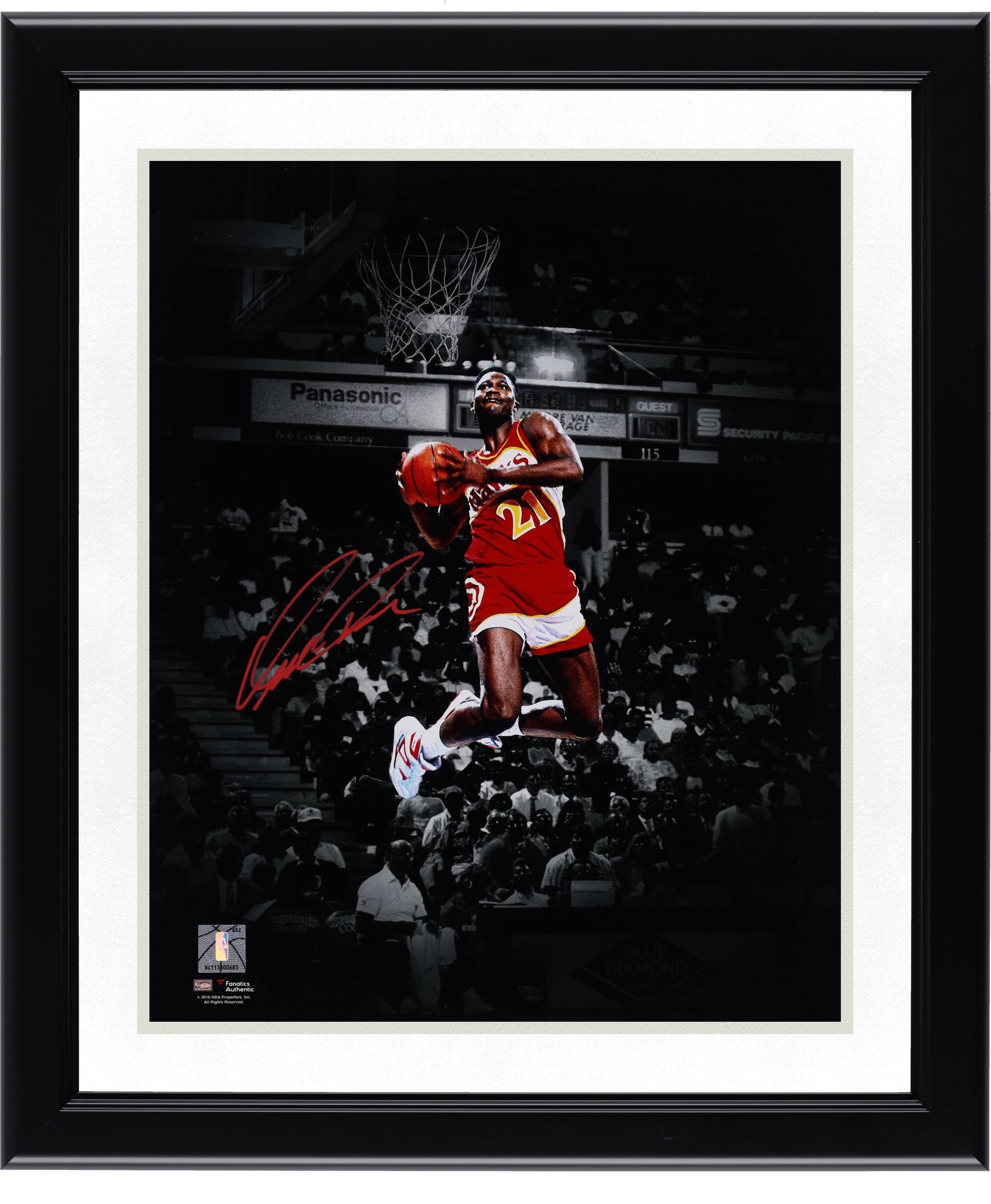 Dominique Wilkins Atlanta Hawks Autographed 11" x 14" Reverse Dunk Spotlight Photograph