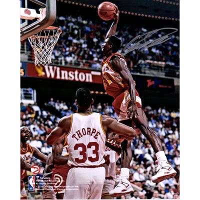 Dominique Wilkins Atlanta Hawks Fanatics Authentic Autographed 8" x 10" Dunk vs Houston Rockets Photograph