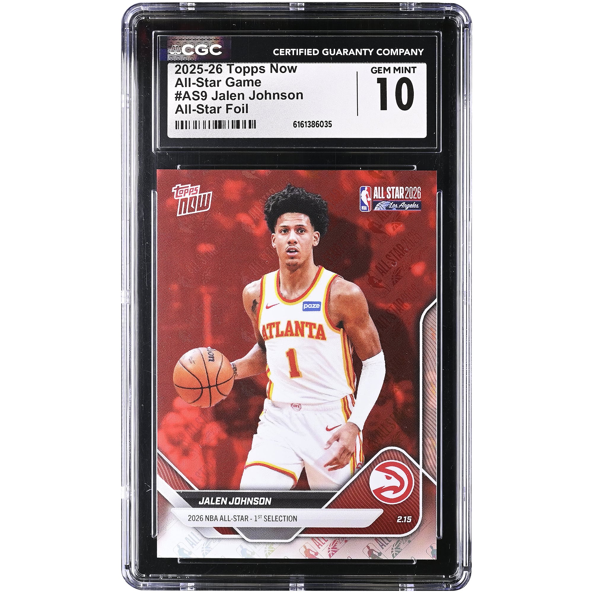 Carte Jalen Johnson Atlanta Hawks 2025-26 Topps Now All-Star Foil #AS9 authentifiée CGC (n° 10)