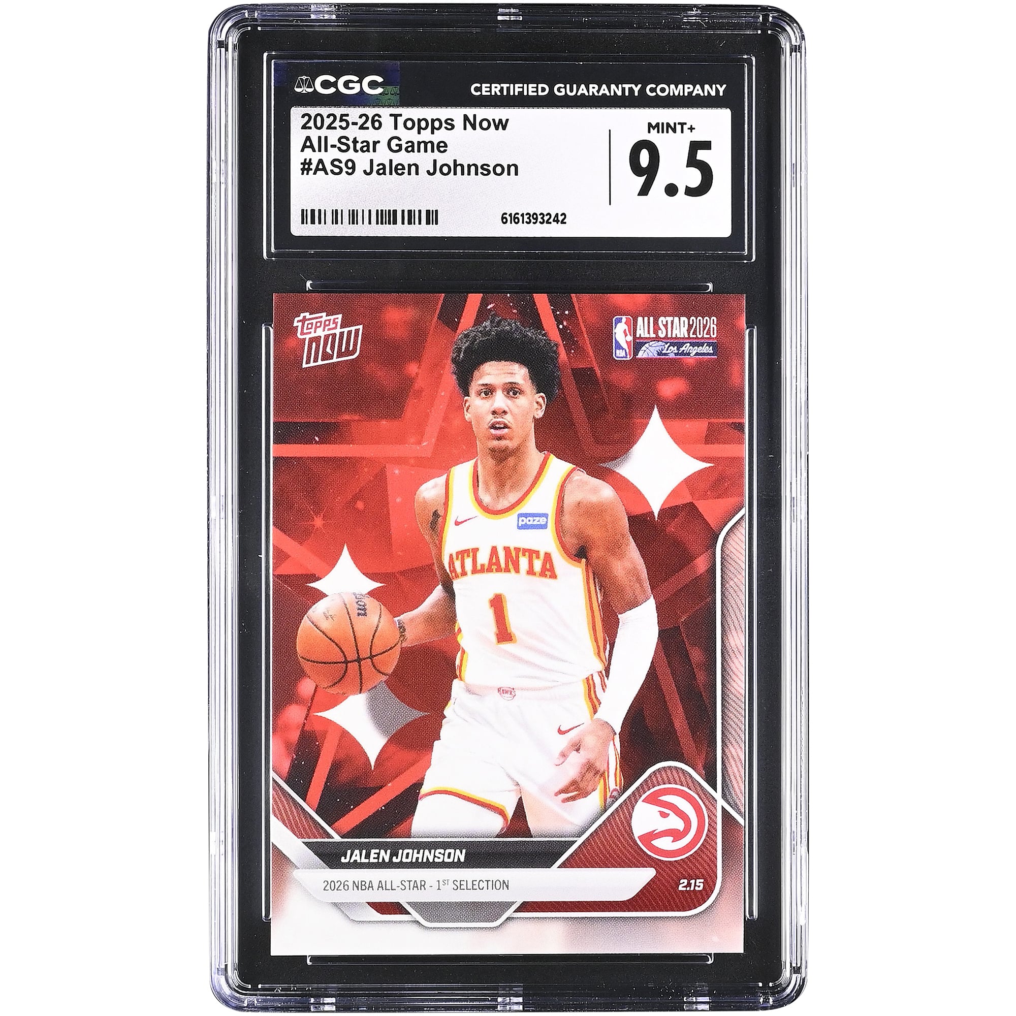 Carte Jalen Johnson Atlanta Hawks 2025-26 Topps Now All-Star Game #AS9 authentifiée CGC 9.5
