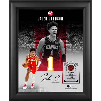 Jalen Johnson Atlanta Hawks Facsimile Signature Fanatics Authentic Framed 11" x 14" Showcase Collage with a Piece of Game-Used Basketball - Limited Edition of 250