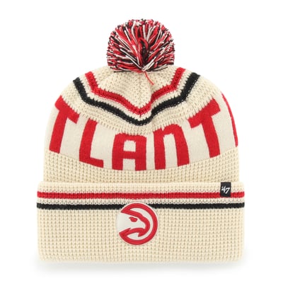 Atlanta Hawks '47 Quattrle Cuffed Knit Hat with Pom - Natural