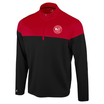 Atlanta Hawks Antigua Hinder Quarter-Zip Pullover - Black/Red