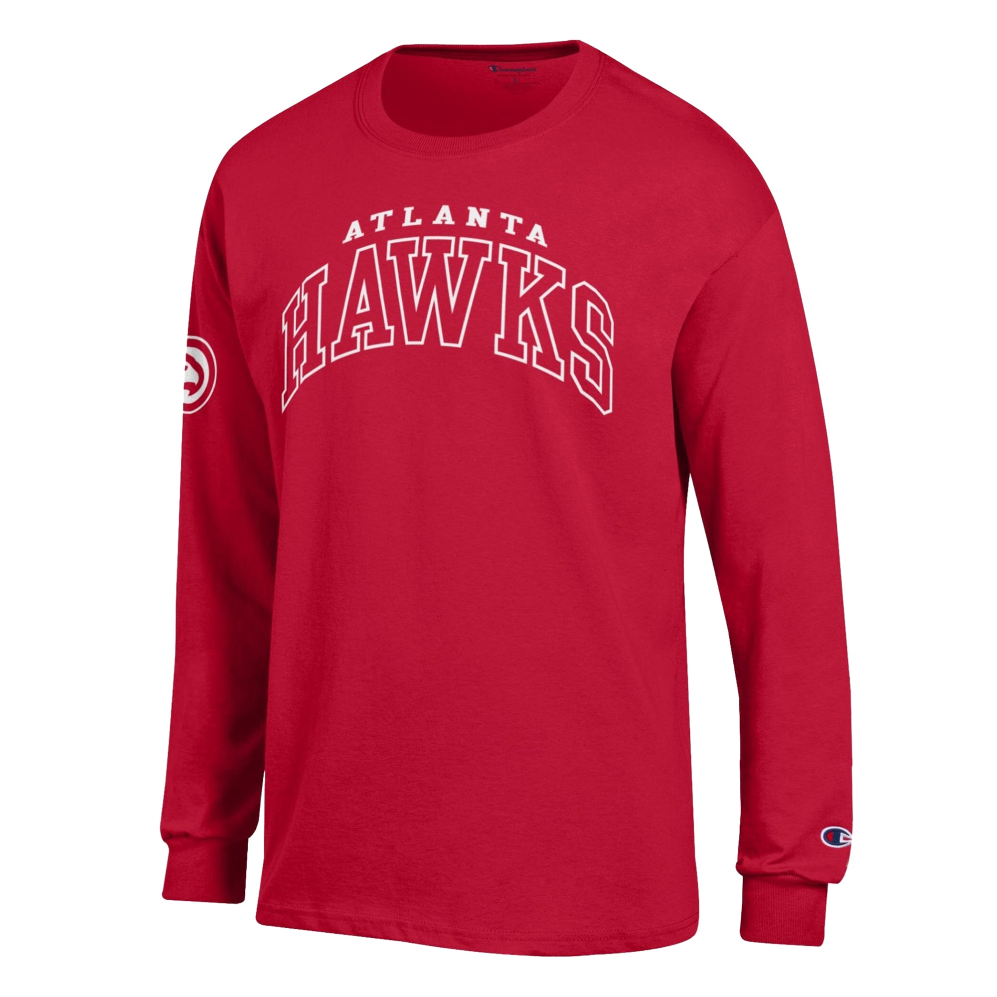 T-shirt à manches longues Champion rouge Atlanta Hawks pour homme