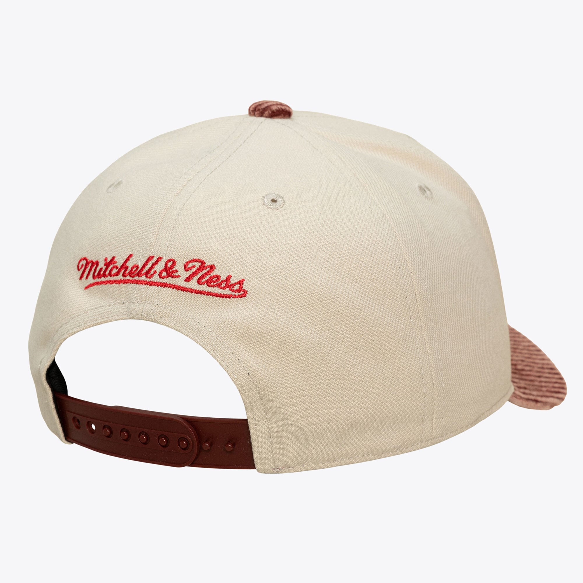 Men's Mitchell & Ness Cream/Red Atlanta Hawks Washed Corduroy Pro Crown Snapback Hat