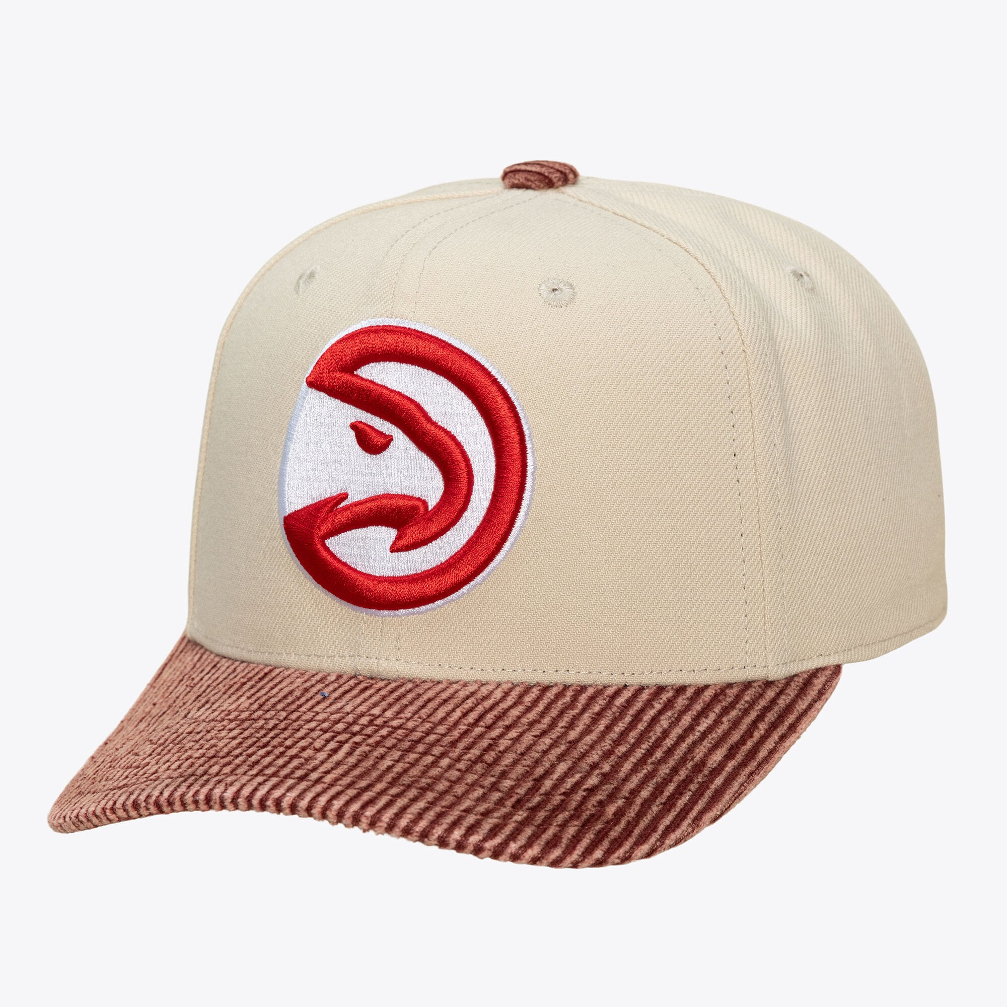 Men's Atlanta Hawks Mitchell & Ness Cream/Red Washed Corduroy Pro Crown Snapback Hat