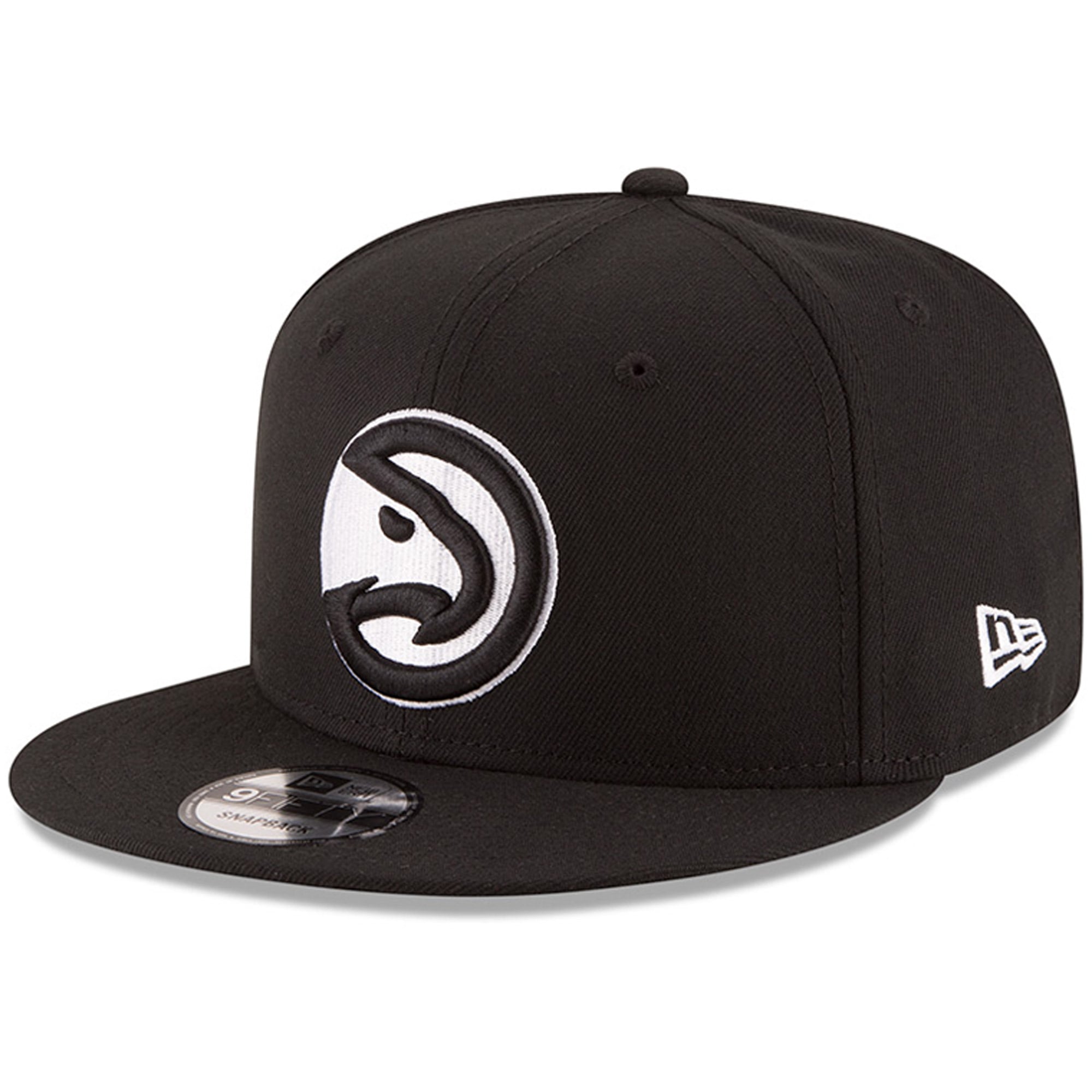 Men's Atlanta Hawks New Era Black Black & White Logo 9FIFTY Adjustable Snapback Hat