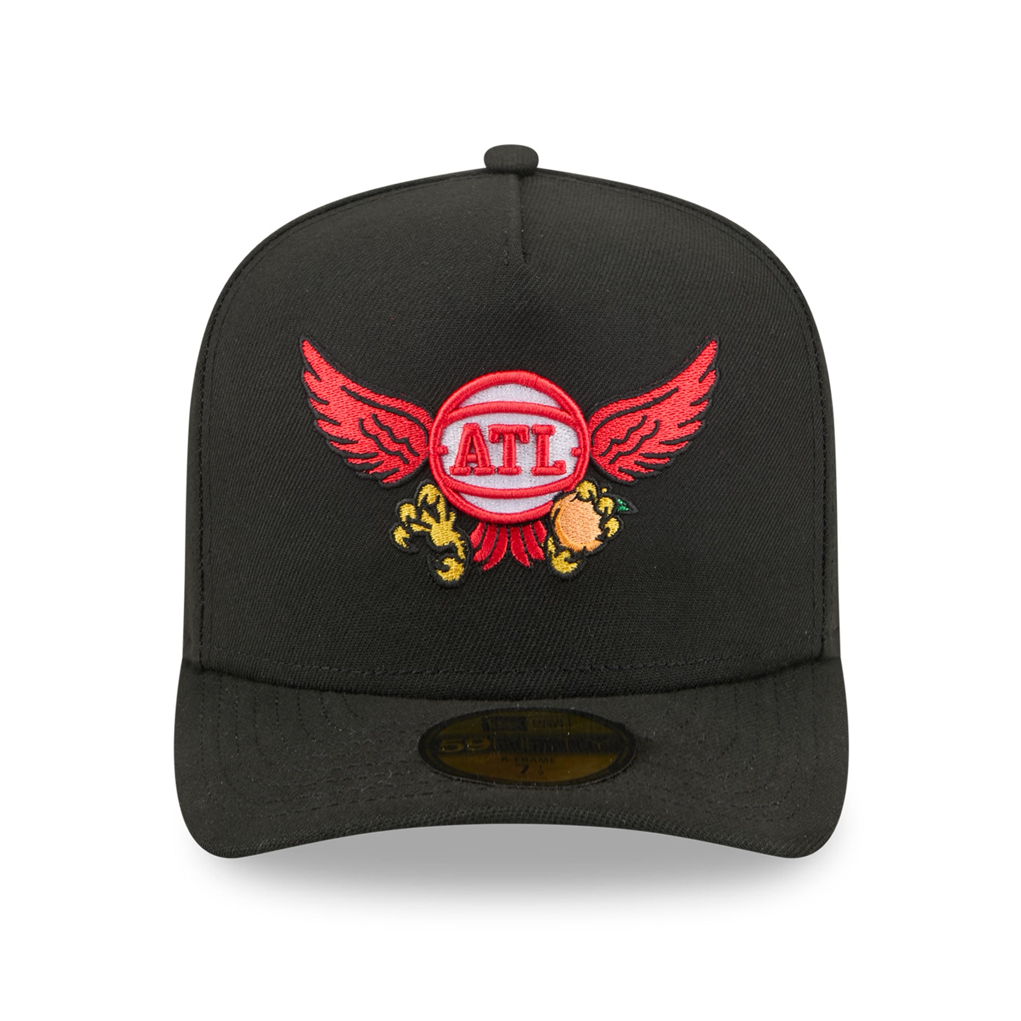Casquette ajustée New Era 59FIFTY noire pour homme, logo cartoon Atlanta Hawks Injection.