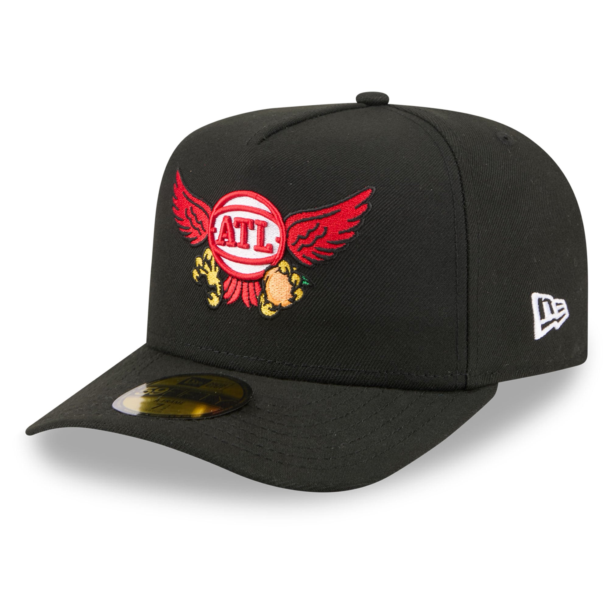 Casquette ajustée New Era 59FIFTY noire pour homme, logo cartoon Atlanta Hawks Injection.