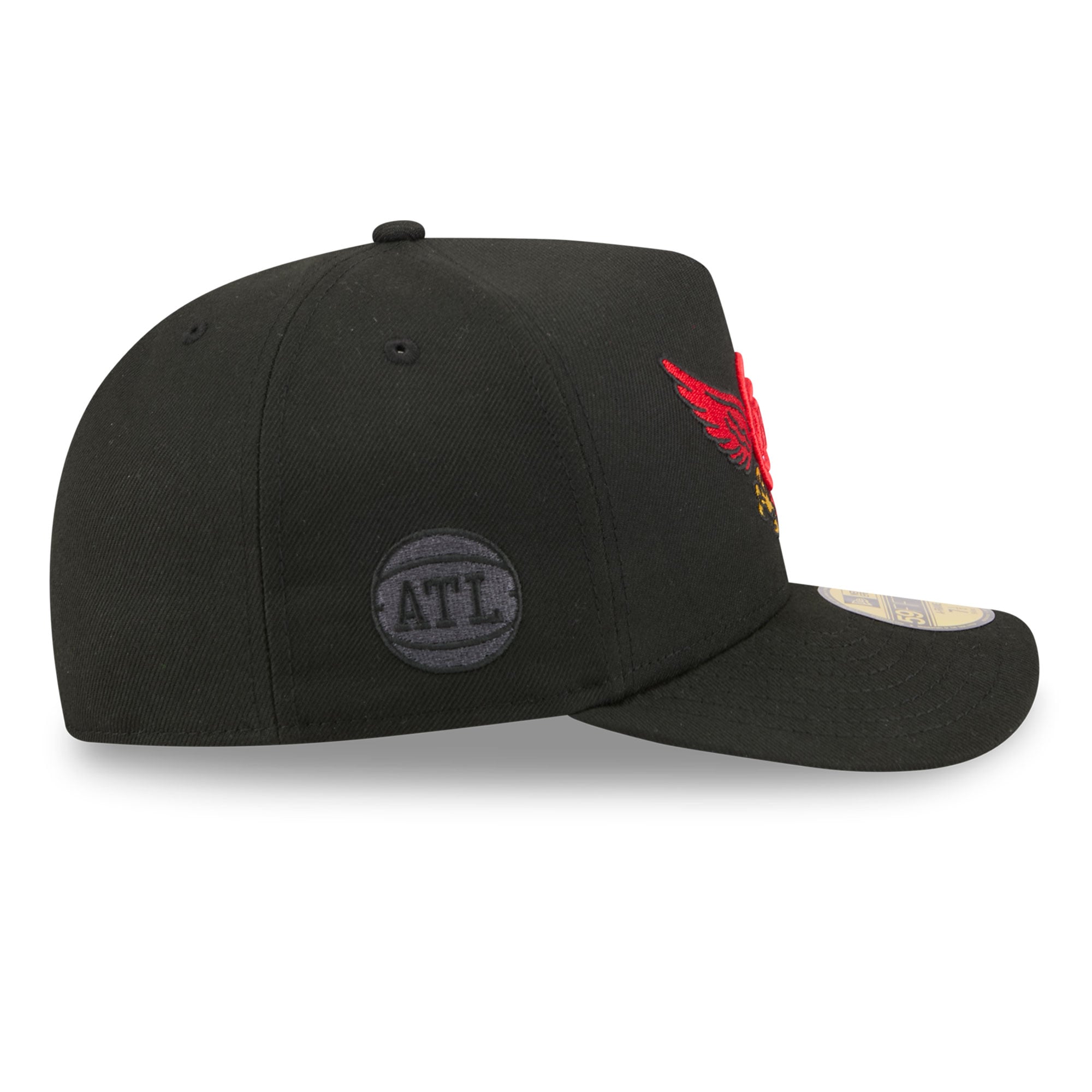 Casquette ajustée New Era 59FIFTY noire pour homme, logo cartoon Atlanta Hawks Injection.