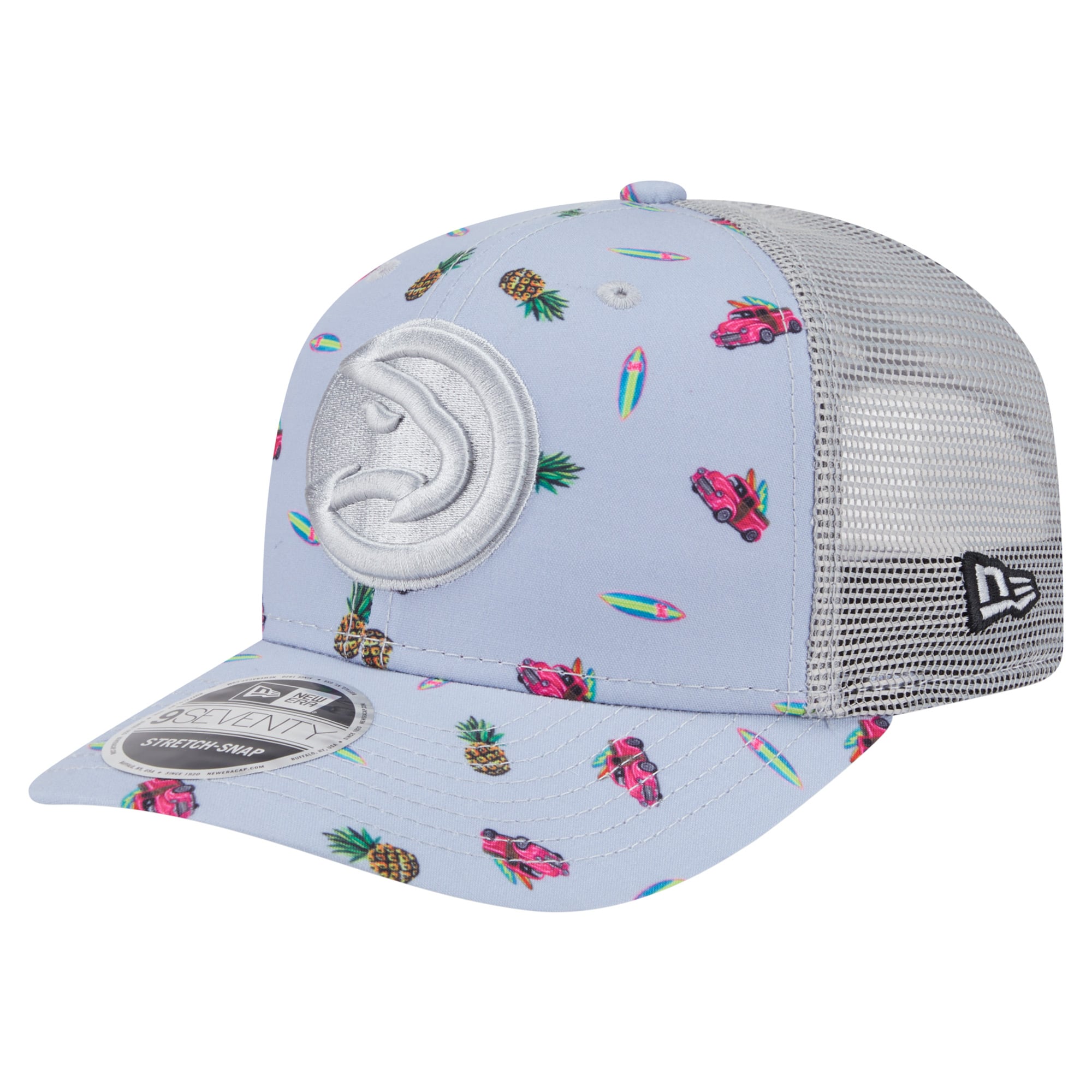 Men's Atlanta Hawks New Era Light Blue/Gray Adventure Aloha Pattern 9SEVENTY Stretch-Snap Hat