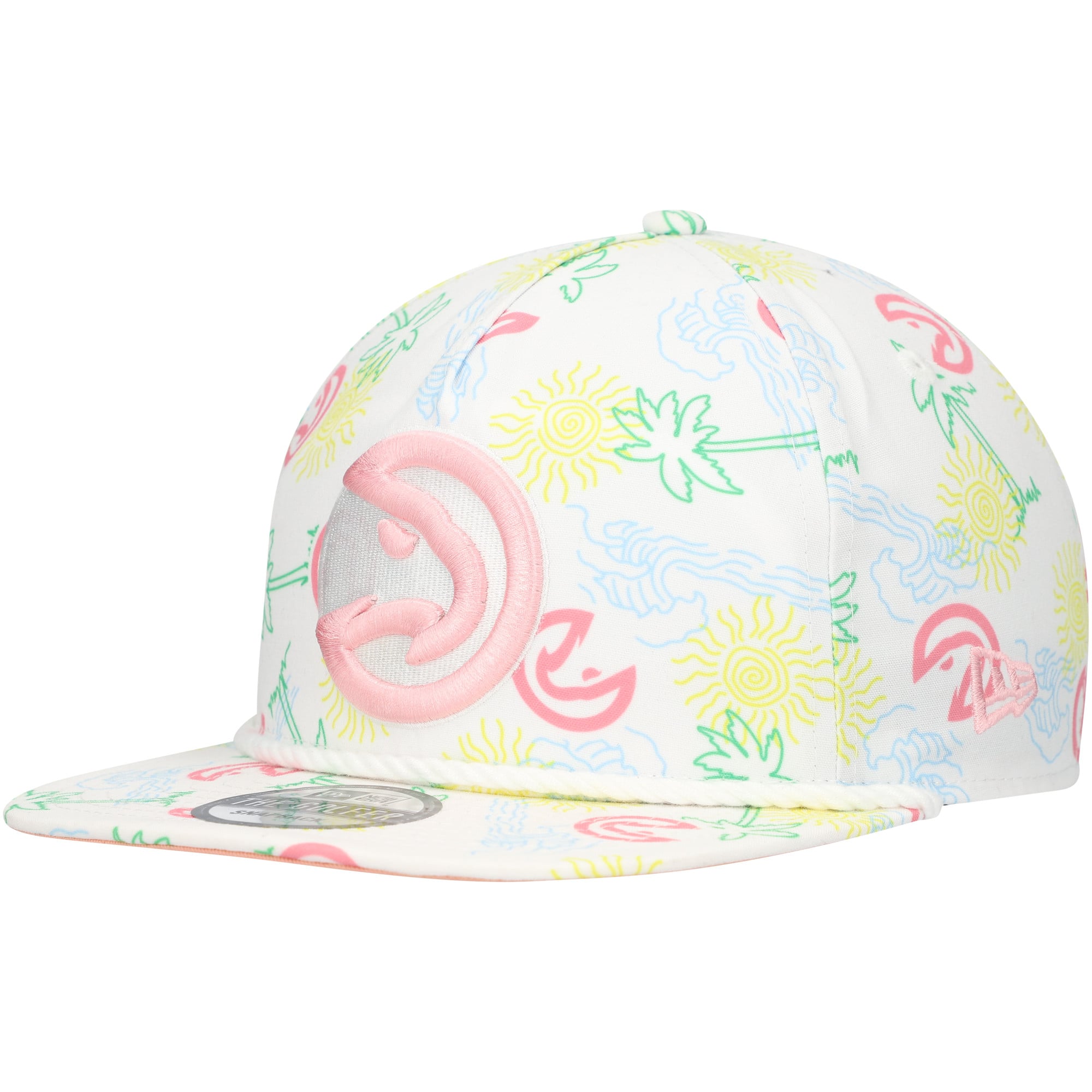 Men's Atlanta Hawks New Era White Palm Trees and Waves Golfer Adjustable Hat