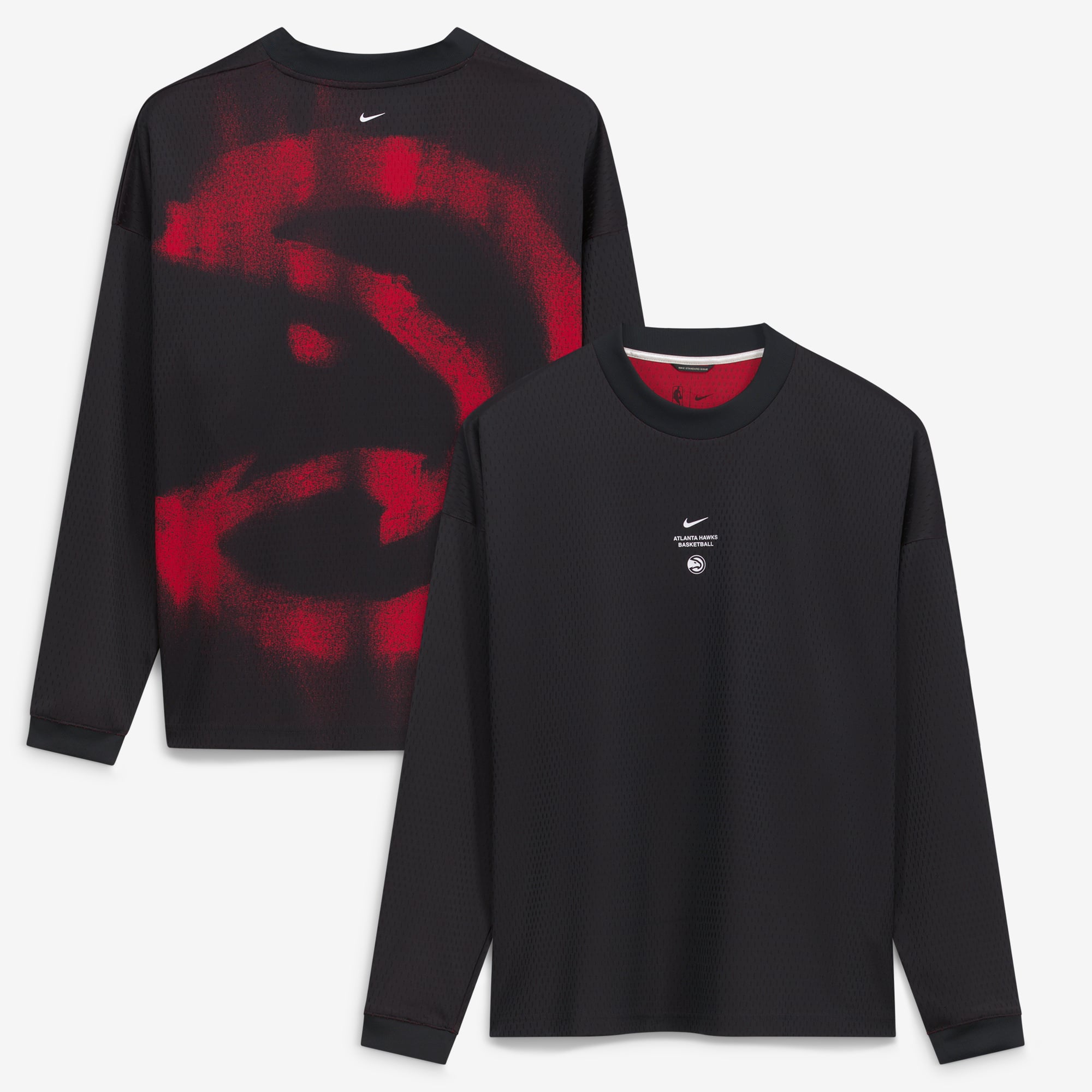 T-shirt à manches longues Nike Atlanta Hawks 2026 Standard Issue pour homme, noir, performance d'avant-match