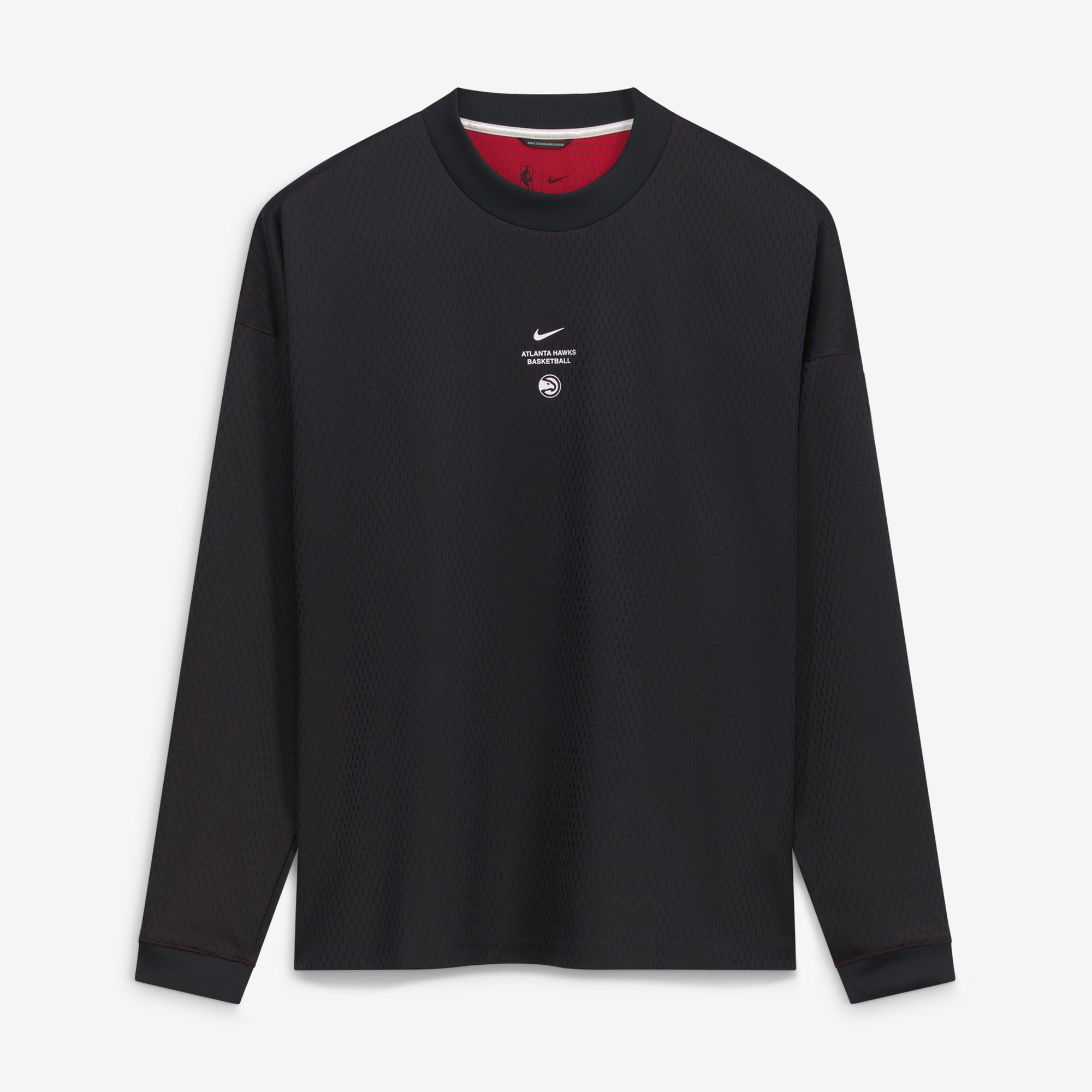 T-shirt à manches longues Nike Atlanta Hawks 2026 Standard Issue pour homme, noir, performance d'avant-match