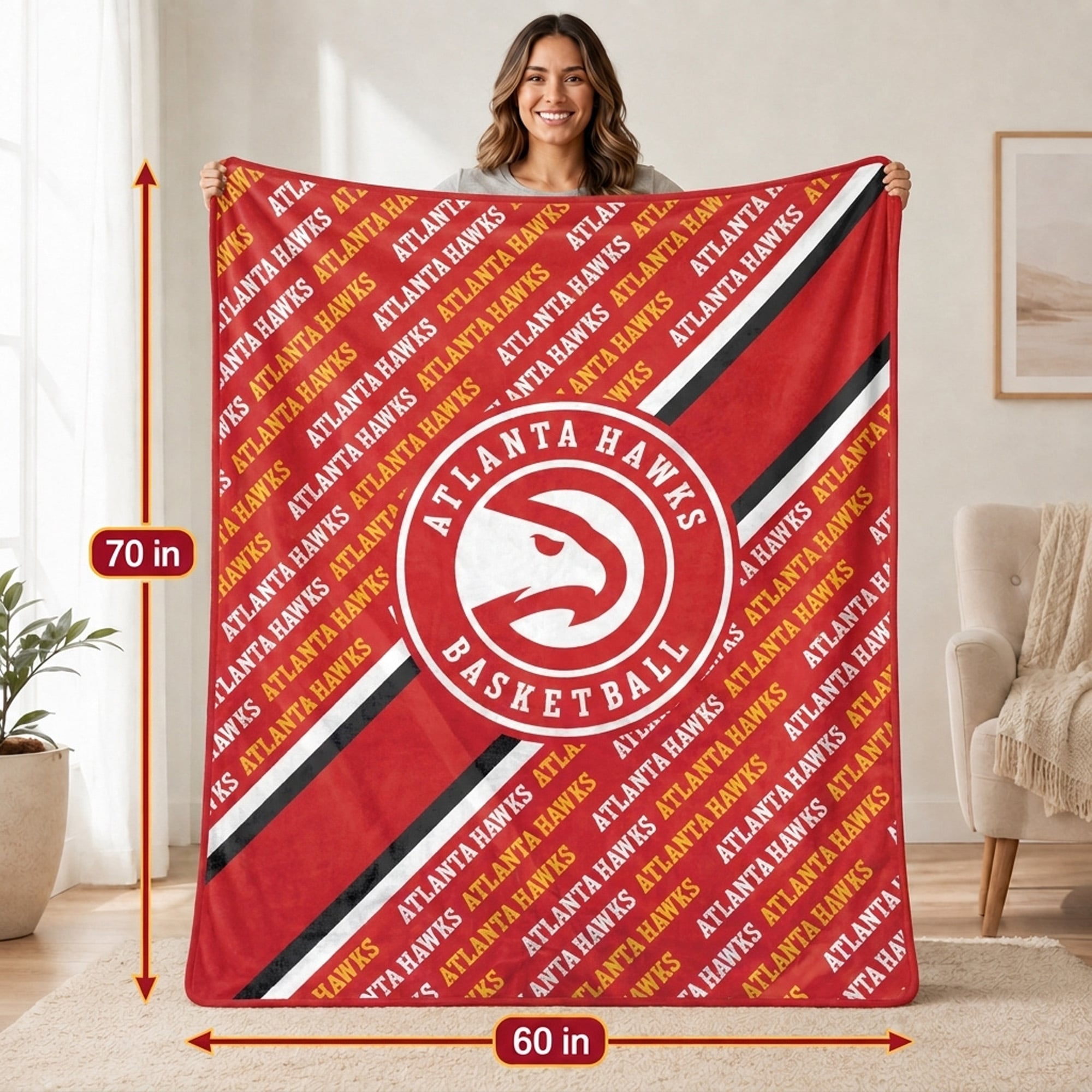 Pegasus Atlanta Hawks 60" x 70" Diagonal Lined Wordmark Ultra Soft Blanket