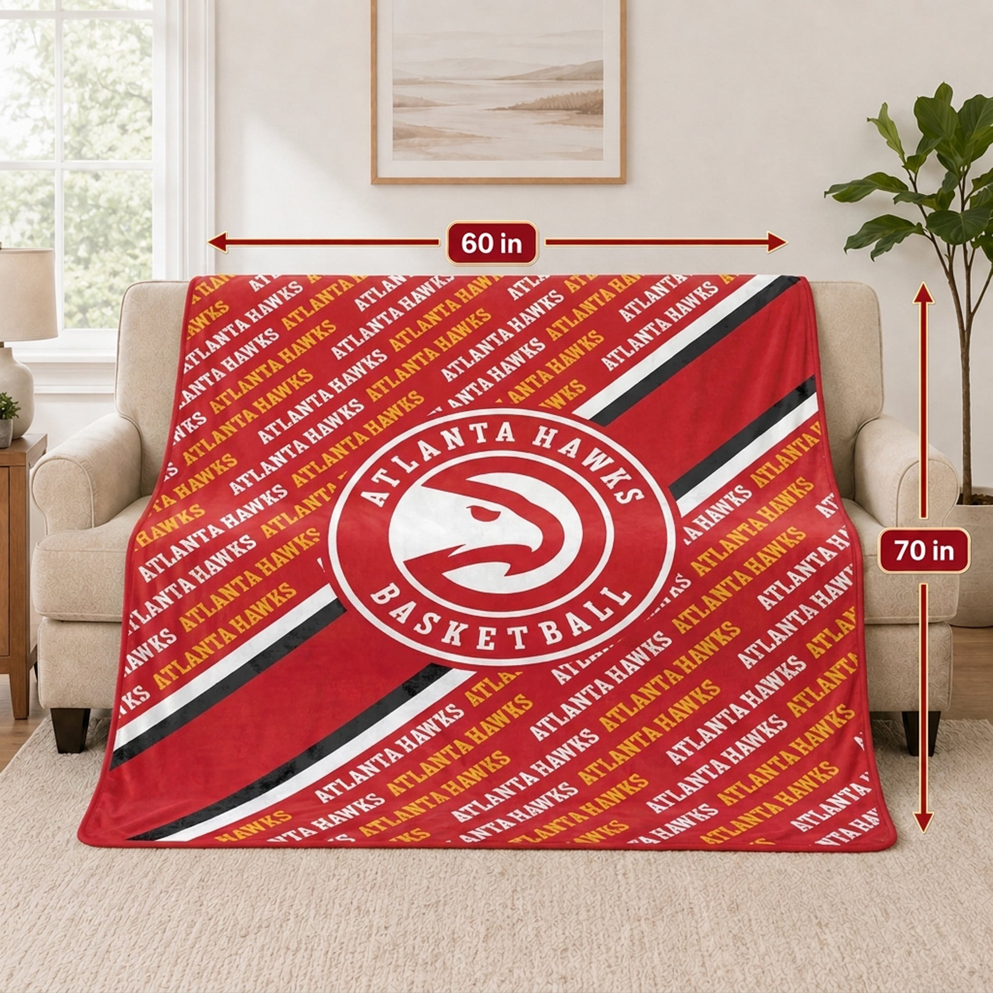 Pegasus Atlanta Hawks 60" x 70" Diagonal Lined Wordmark Ultra Soft Blanket