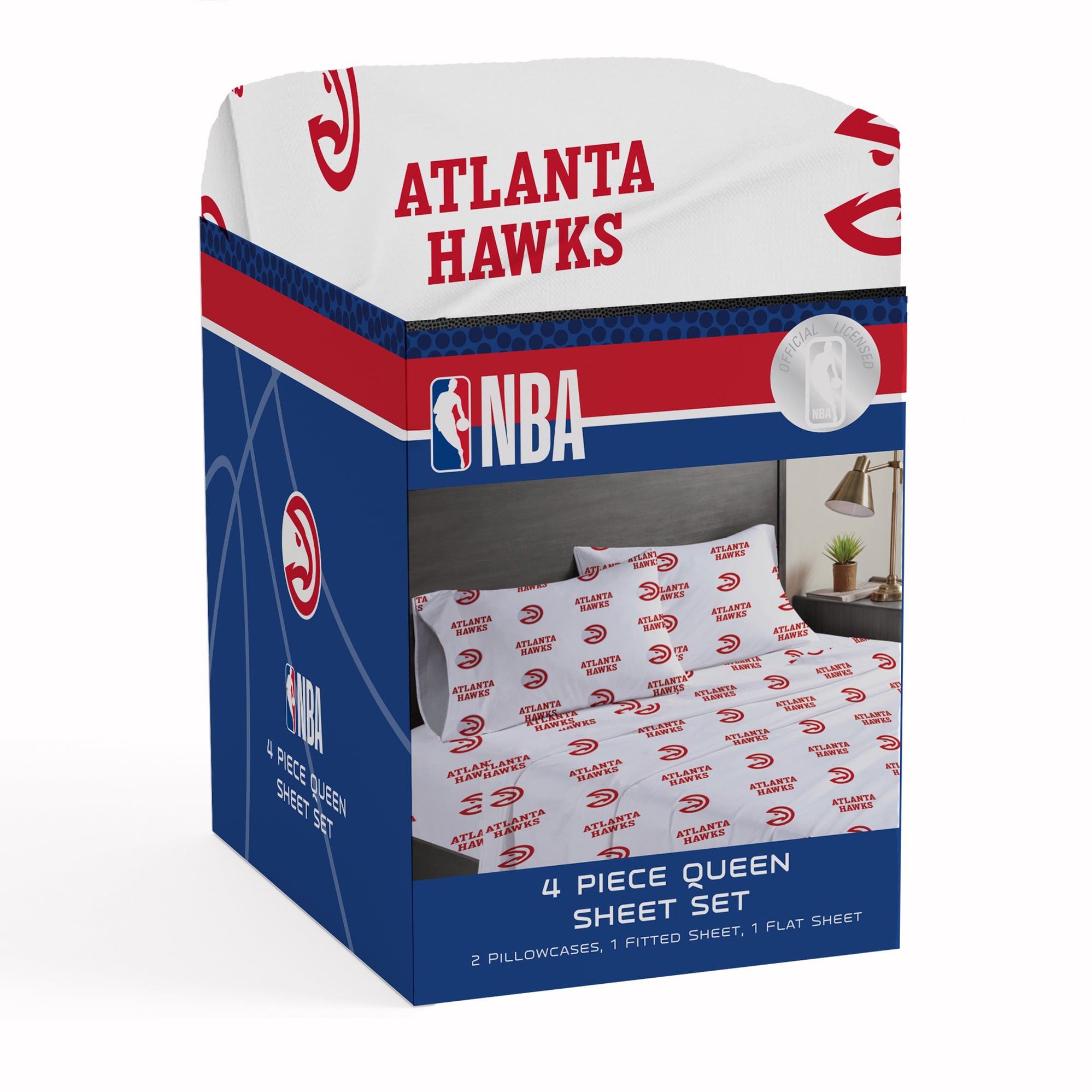 Ensemble de draps quatre pièces Pegasus Atlanta Hawks pour lit queen