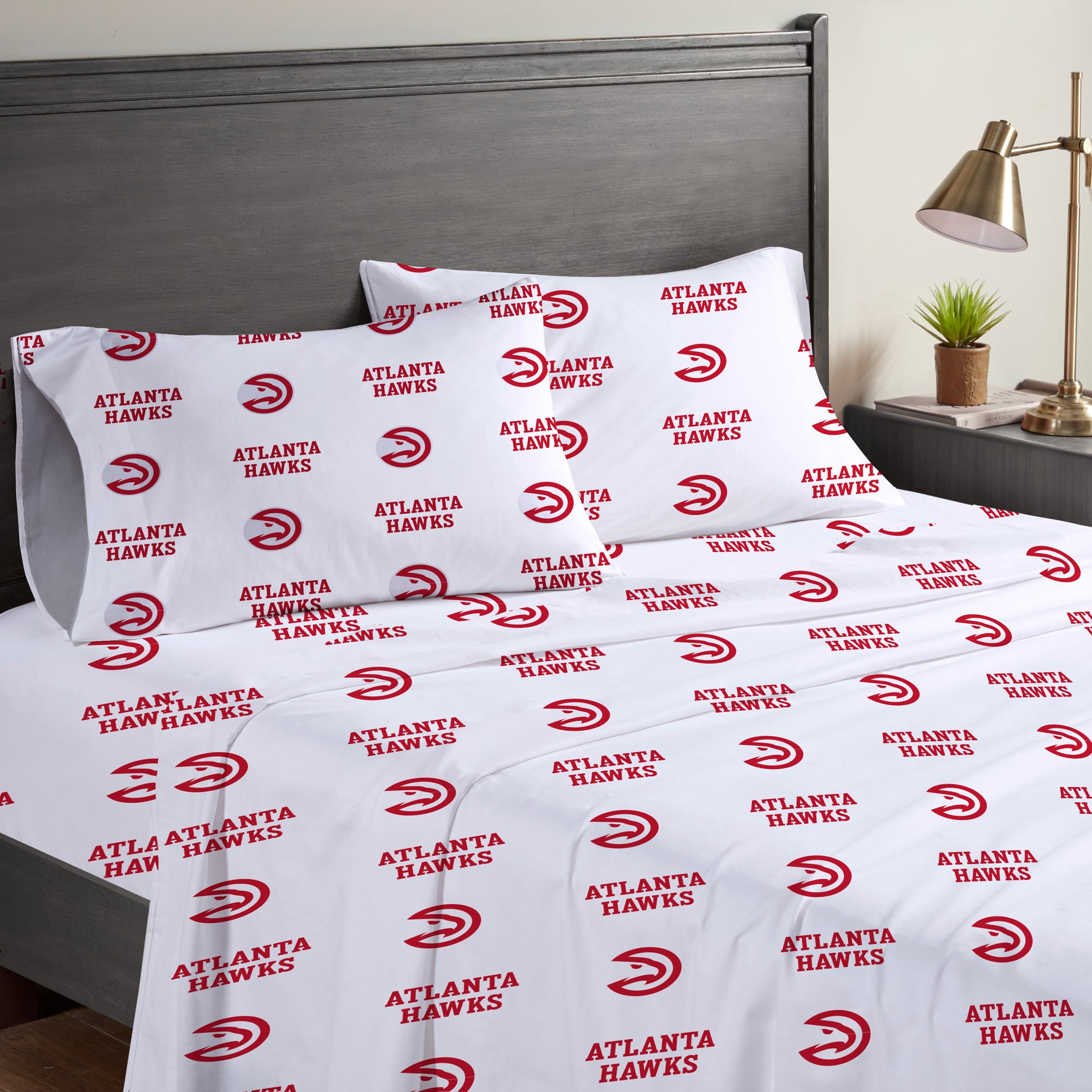 Ensemble de draps quatre pièces Pegasus Atlanta Hawks pour lit queen