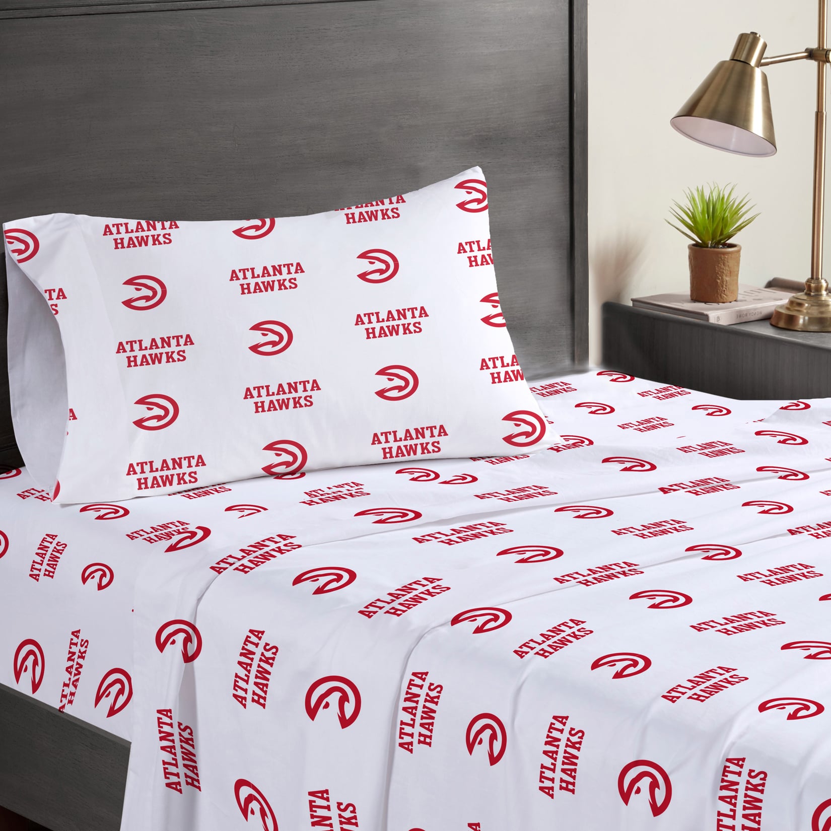 Ensemble de draps trois pièces Pegasus Atlanta Hawks pour lit simple