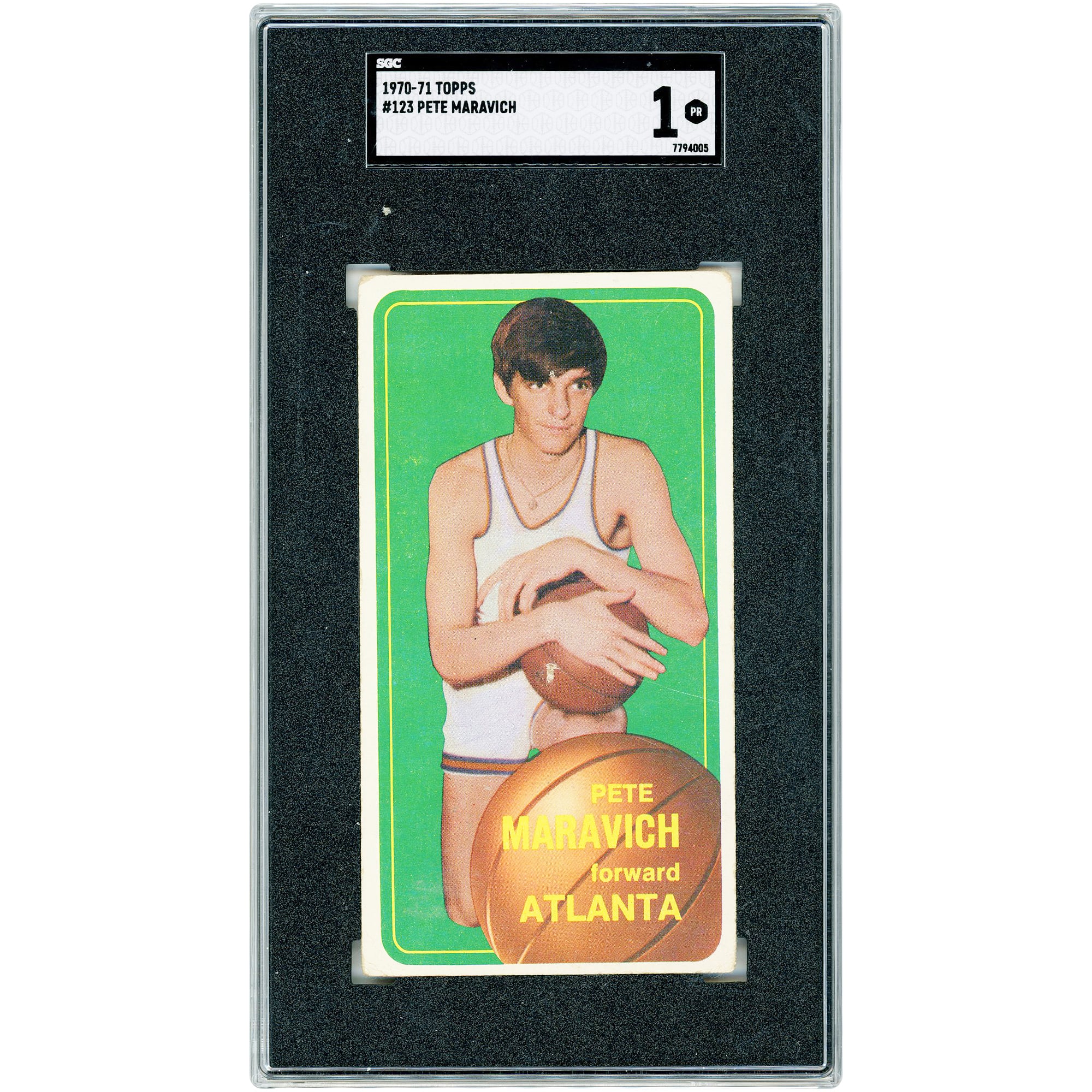 Pete Maravich Atlanta Hawks 1970-71 Topps #123 SGC Authenticated 1 Rookie Card