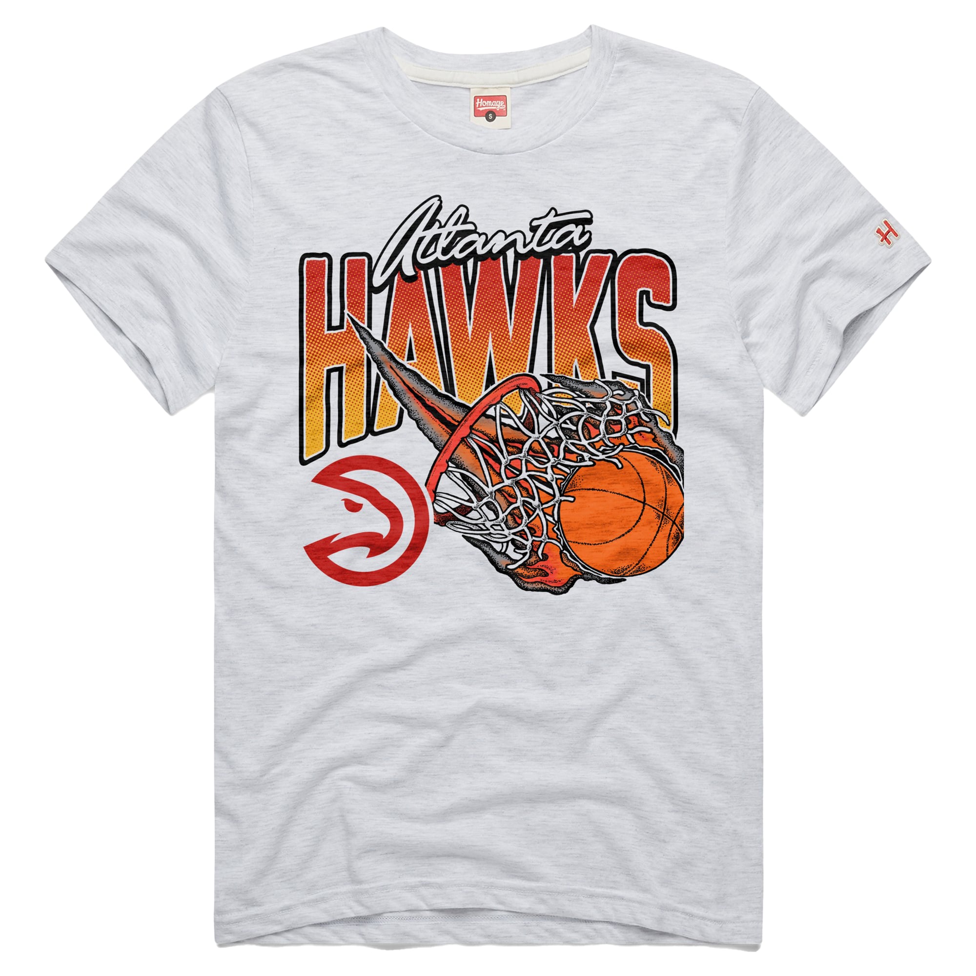T-shirt unisexe Homage Ash Atlanta Hawks On Fire en mélange de trois matières