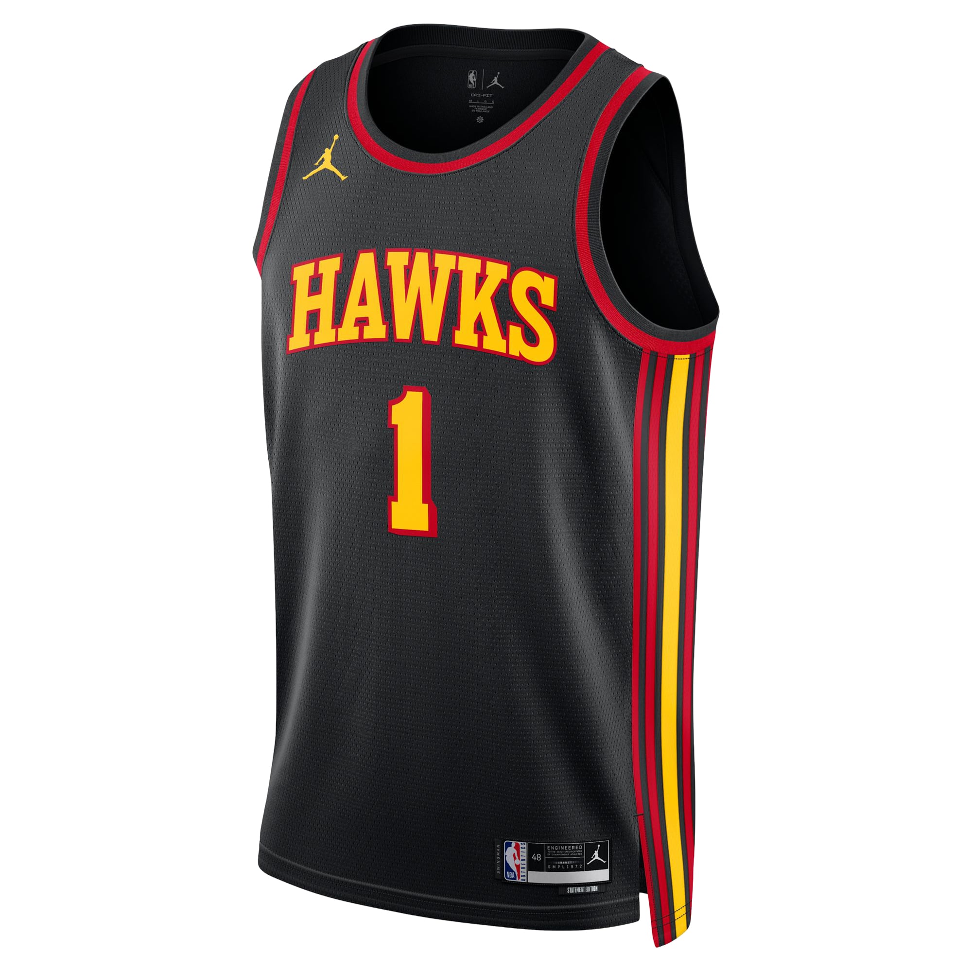 Maillot Swingman unisexe Jordan Brand Jalen Johnson noir Atlanta Hawks - Édition Statement