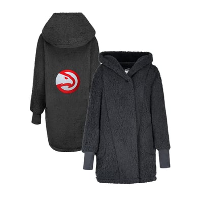The Best Lounger in the World By Jill Martin Atlanta Hawks Unisex Black Oversized Open-Front Hoodie Sweater