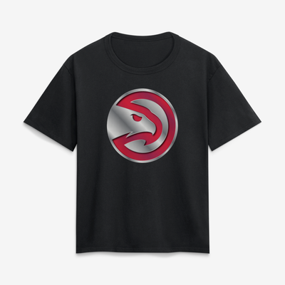 Atlanta Hawks Women's Metallic Mascot T-Shirt - Black