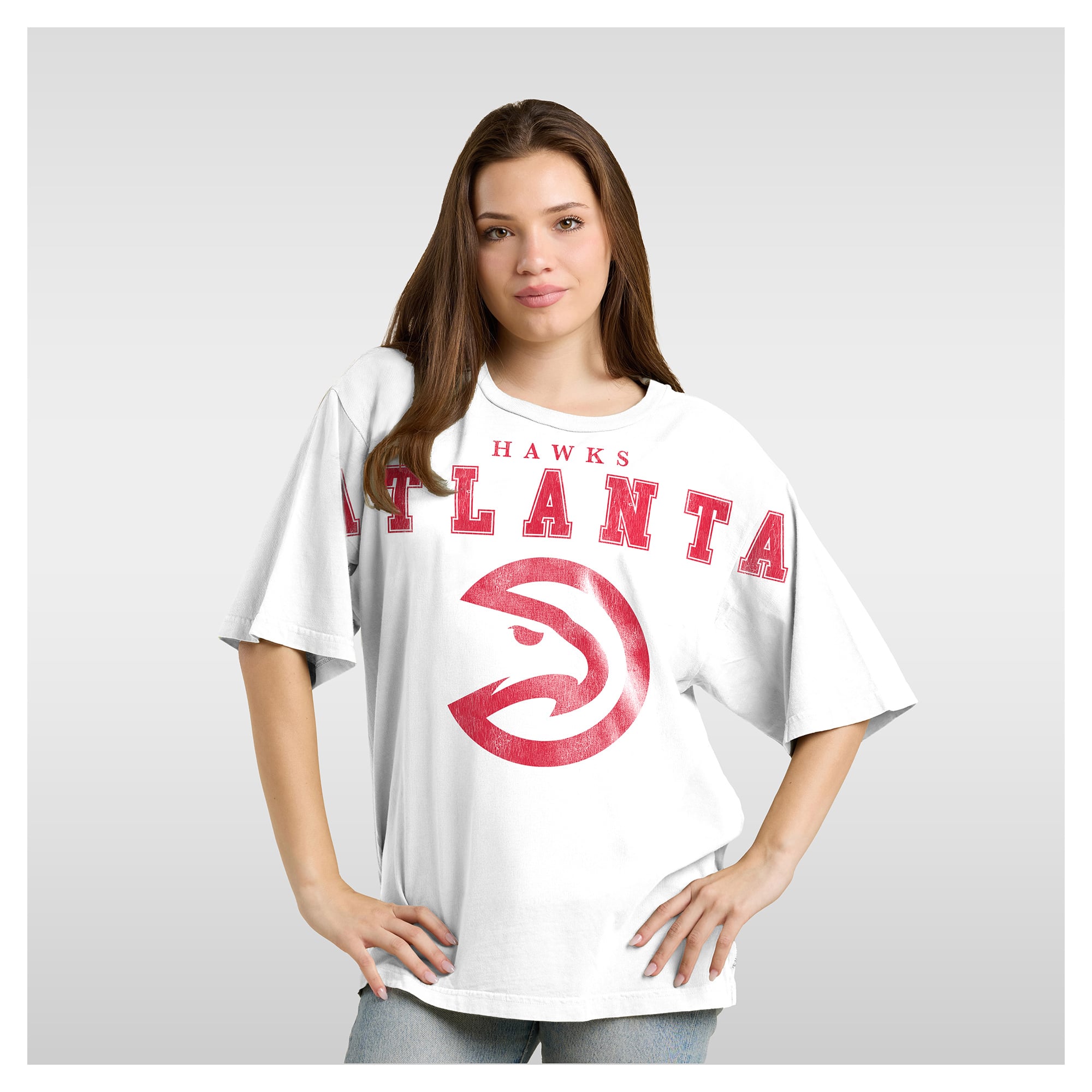 Women's Fanatics  White Atlanta Hawks Spirit Relaxed Jersey T-Shirt