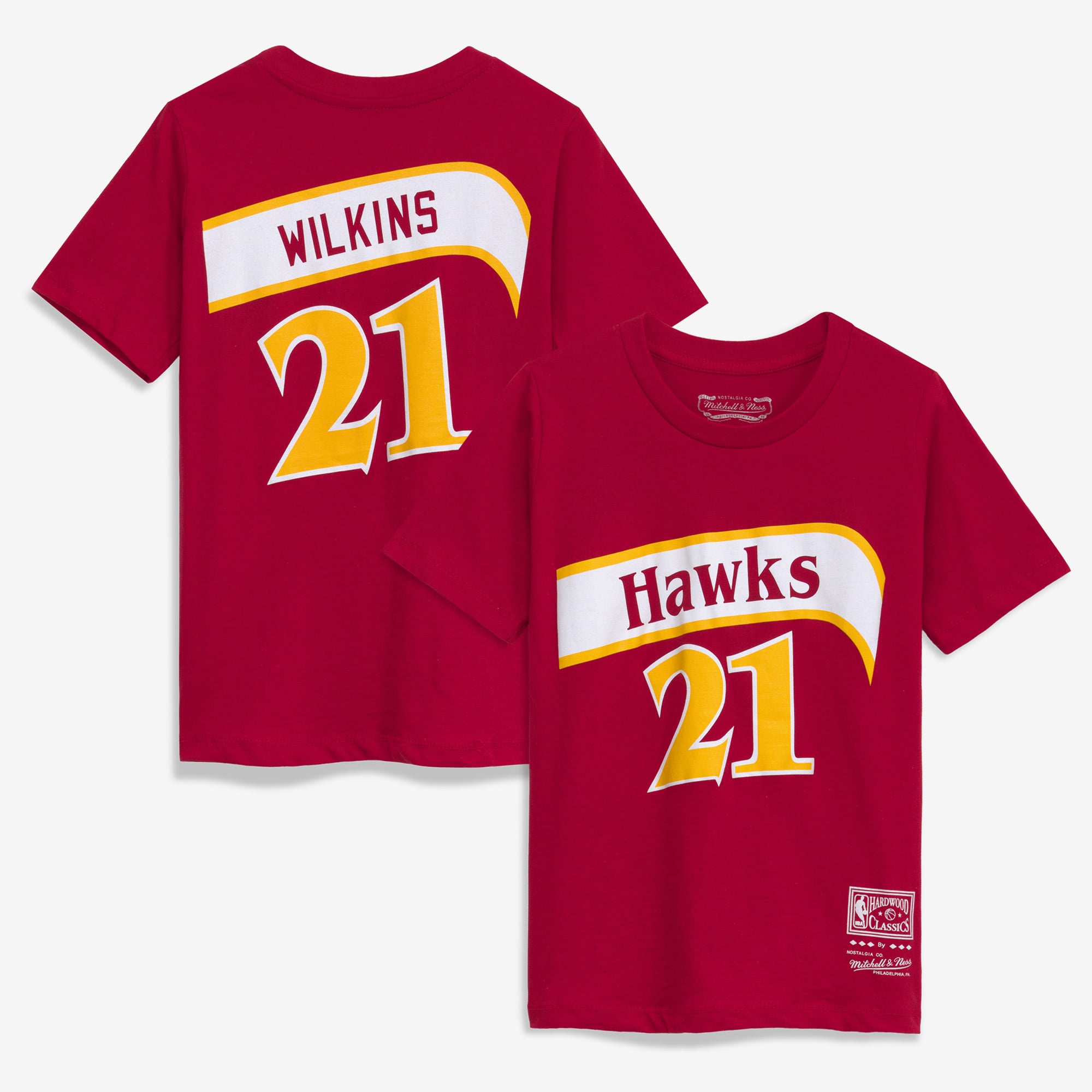 T-shirt avec nom et numéro pour jeune Dominique Wilkins Atlanta Hawks Hardwood Classics rouge