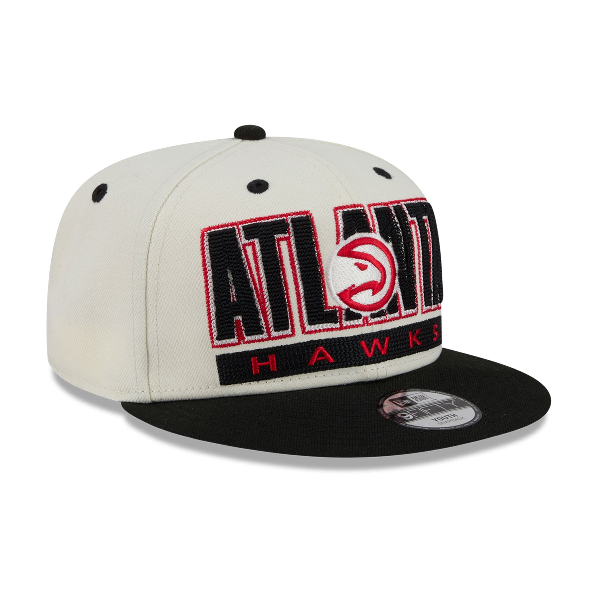 Youth Atlanta Hawks New Era Cream/Black Classic 9FIFTY Snapback Hat