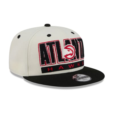Atlanta Hawks New Era Youth Classic 9FIFTY Snapback Hat - Cream/Black