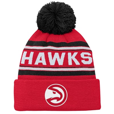  Atlanta Hawks Outerstuff Youth Backboard Jacquard Cuffed Knit Hat with Pom - Red